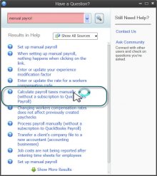 QuickBooks Help - search manual payroll